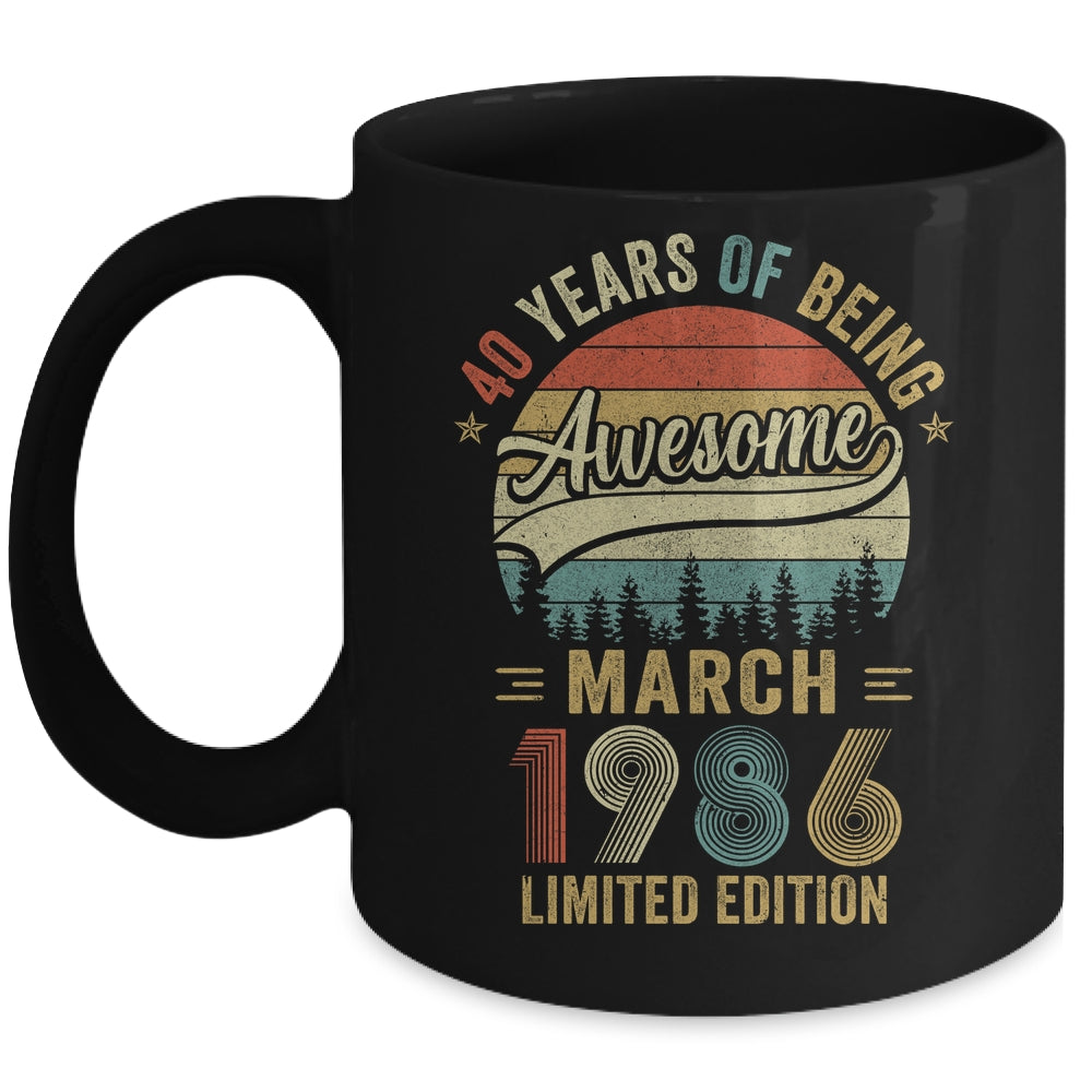 Vintage March 1986 40 Years Old 40th Birthday Men Women Mug | teecentury