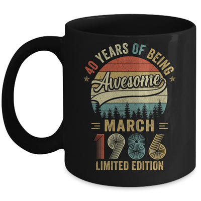 Vintage March 1986 40 Years Old 40th Birthday Men Women Mug | teecentury