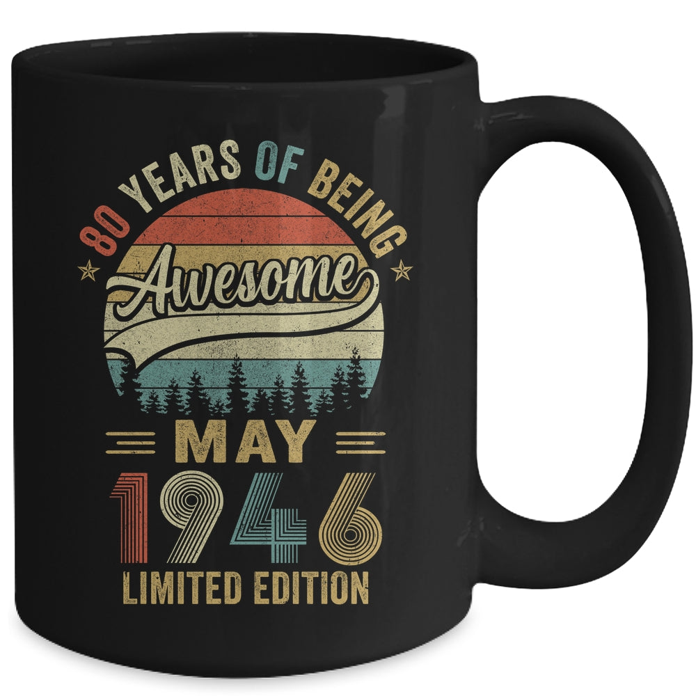 Vintage May 1946 80 Years Old 80th Birthday Men Women Mug | teecentury