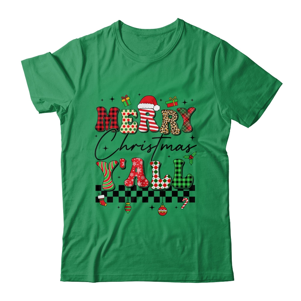 Vintage Merry Christmas Y'all Retro Christmas Women Girls Shirt & Sweatshirt | teecentury