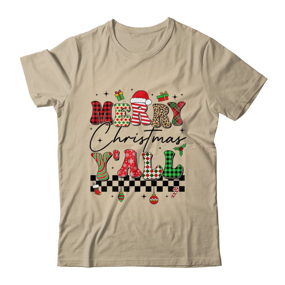 Vintage Merry Christmas Y'all Retro Christmas Women Girls Shirt & Sweatshirt | teecentury