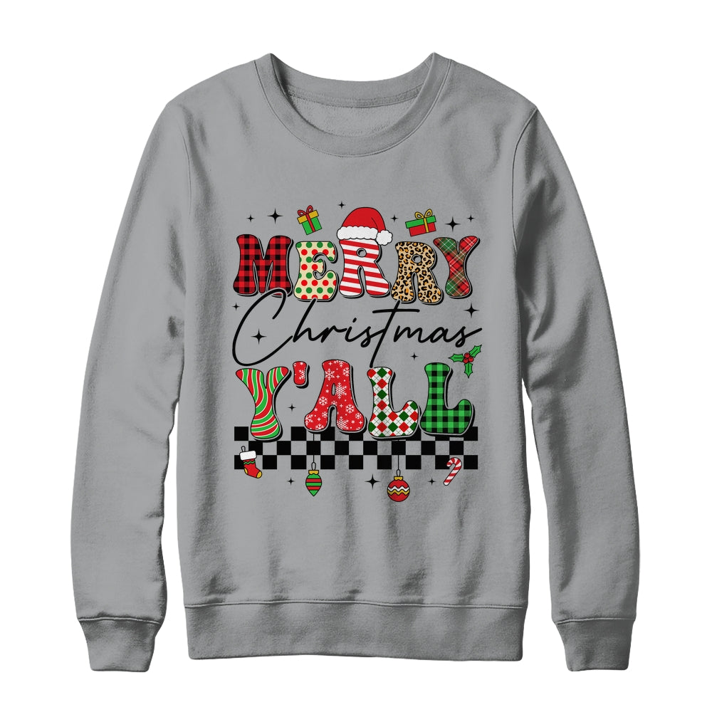Vintage Merry Christmas Y'all Retro Christmas Women Girls Shirt & Sweatshirt | teecentury