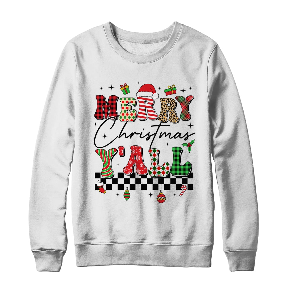 Vintage Merry Christmas Y'all Retro Christmas Women Girls Shirt & Sweatshirt | teecentury