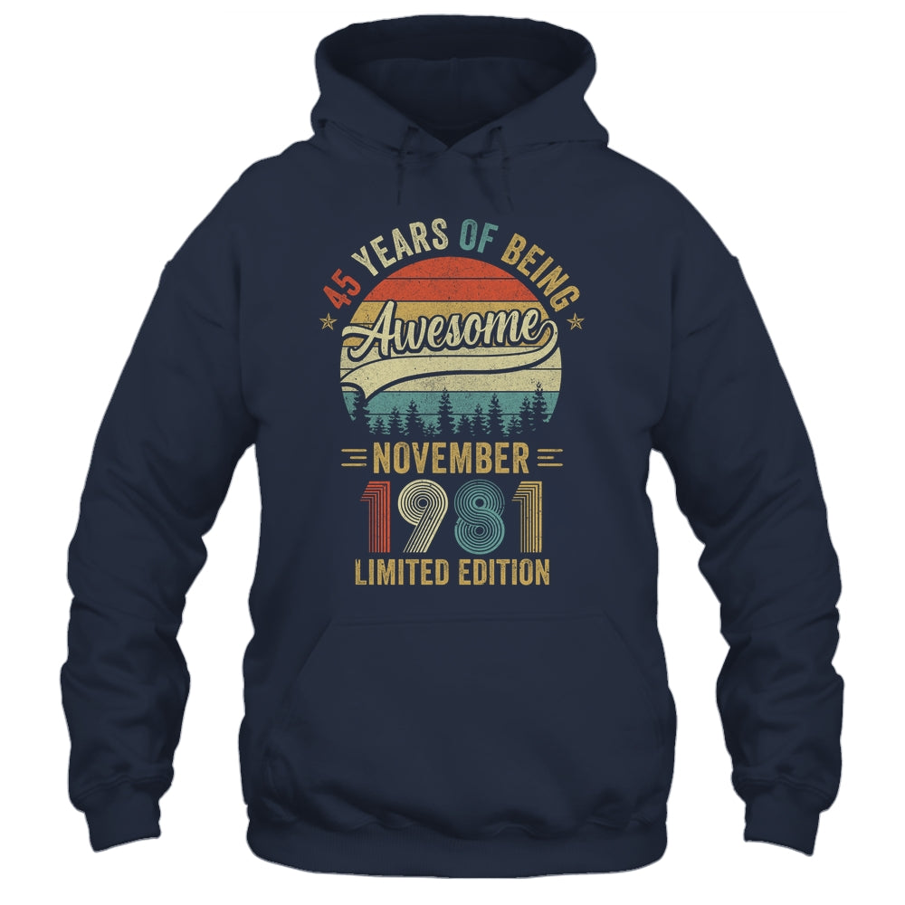 Vintage November 1981 45 Years Old 45th Birthday Men Women Shirt & Hoodie | teecentury