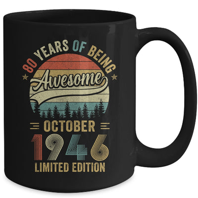 Vintage October 1946 80 Years Old 80th Birthday Men Women Mug | teecentury