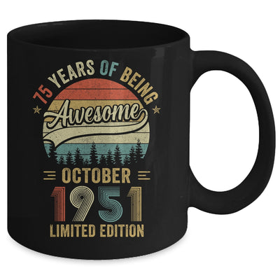 Vintage October 1951 75 Years Old 75th Birthday Men Women Mug | teecentury