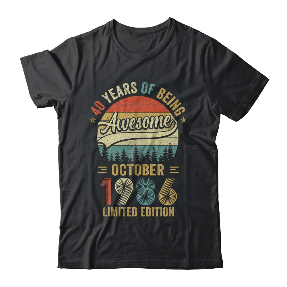 Vintage October 1986 40 Years Old 40th Birthday Men Women Shirt & Hoodie | teecentury