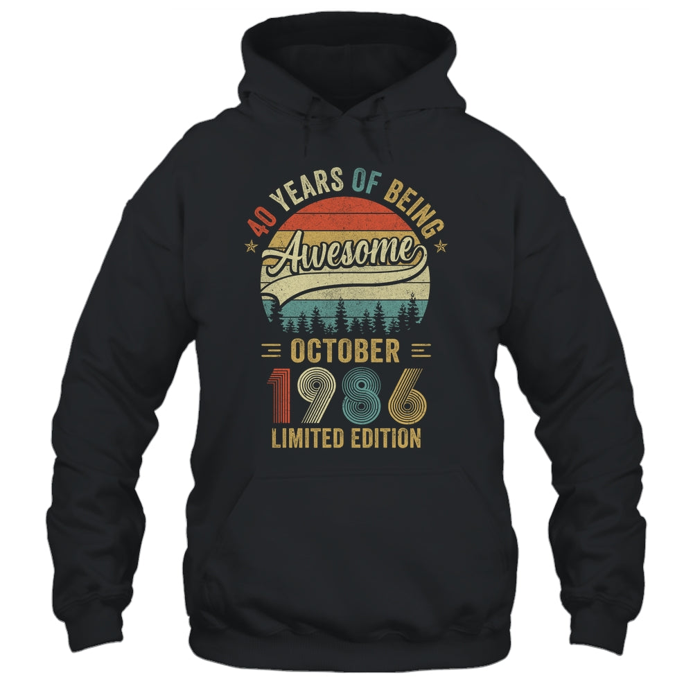 Vintage October 1986 40 Years Old 40th Birthday Men Women Shirt & Hoodie | teecentury