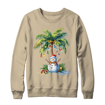 Vintage Palm Tree Snowman Tropical Christmas Deck The Palms Shirt & Sweatshirt | teecentury