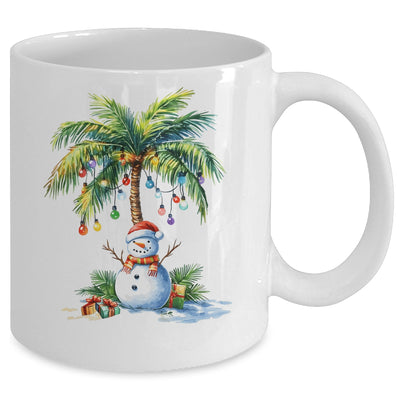 Vintage Palm Tree Snowman Tropical Christmas Deck The Palms Mug | teecentury