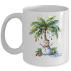 Vintage Palm Tree Snowman Tropical Christmas Deck The Palms Mug | teecentury