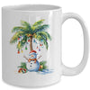 Vintage Palm Tree Snowman Tropical Christmas Deck The Palms Mug | teecentury