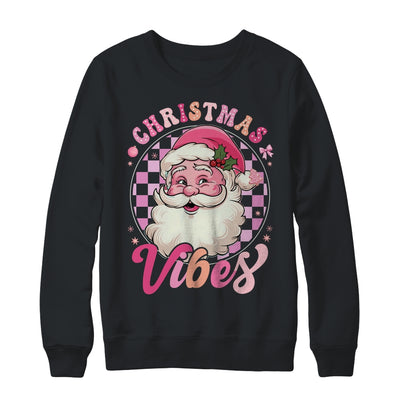 Vintage Pink Santa Claus Pink Christmas Vibes Xmas Women Shirt & Sweatshirt | teecentury