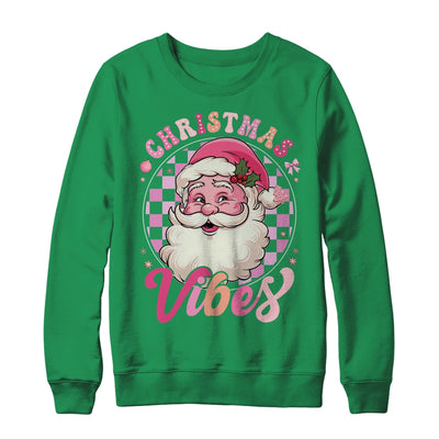 Vintage Pink Santa Claus Pink Christmas Vibes Xmas Women Shirt & Sweatshirt | teecentury