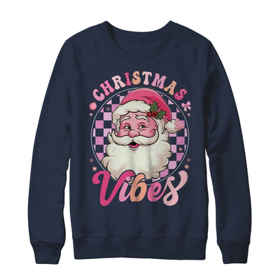 Vintage Pink Santa Claus Pink Christmas Vibes Xmas Women Shirt & Sweatshirt | teecentury
