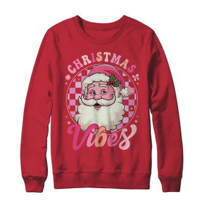 Vintage Pink Santa Claus Pink Christmas Vibes Xmas Women Shirt & Sweatshirt | teecentury