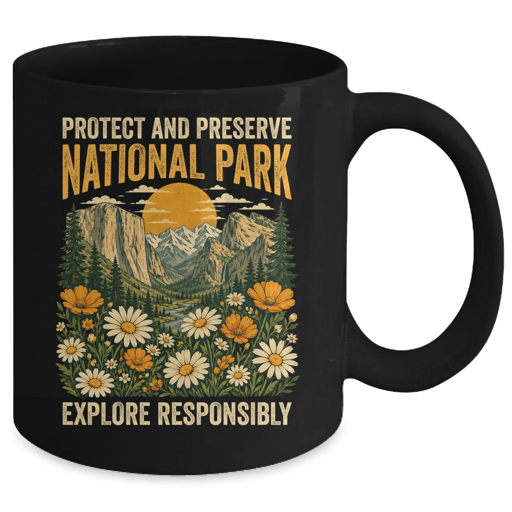 Vintage Protect And Preserve National Parks Sunset Floral Mug | teecentury