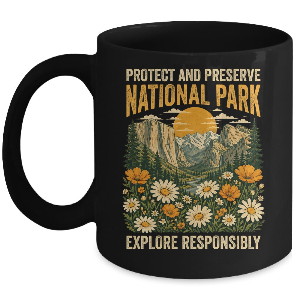Vintage Protect And Preserve National Parks Sunset Floral Mug | teecentury