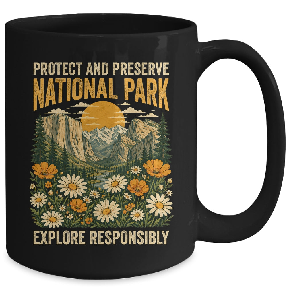 Vintage Protect And Preserve National Parks Sunset Floral Mug | teecentury