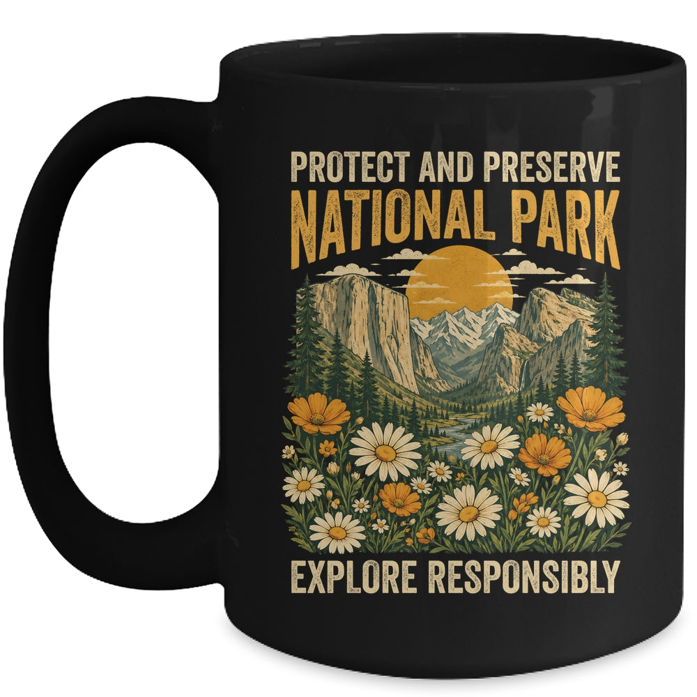 Vintage Protect And Preserve National Parks Sunset Floral Mug | teecentury