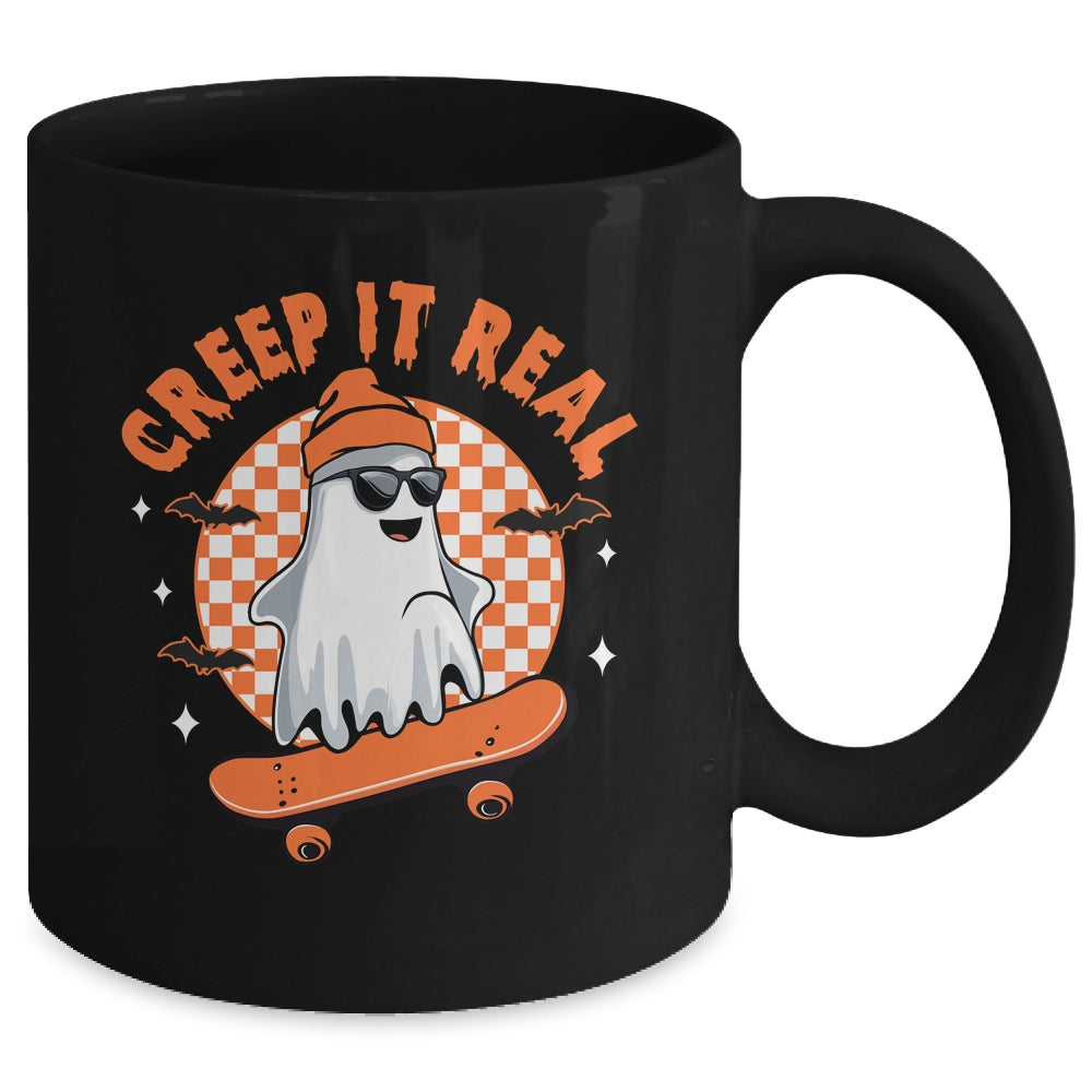 Vintage Retro Halloween Creep It Real Ghost Boy Skateboard Mug | teecentury