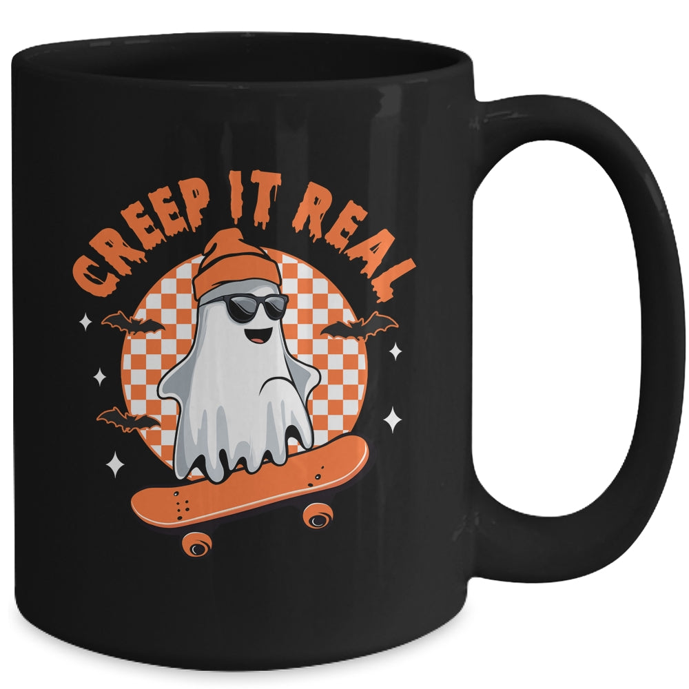 Vintage Retro Halloween Creep It Real Ghost Boy Skateboard Mug | teecentury