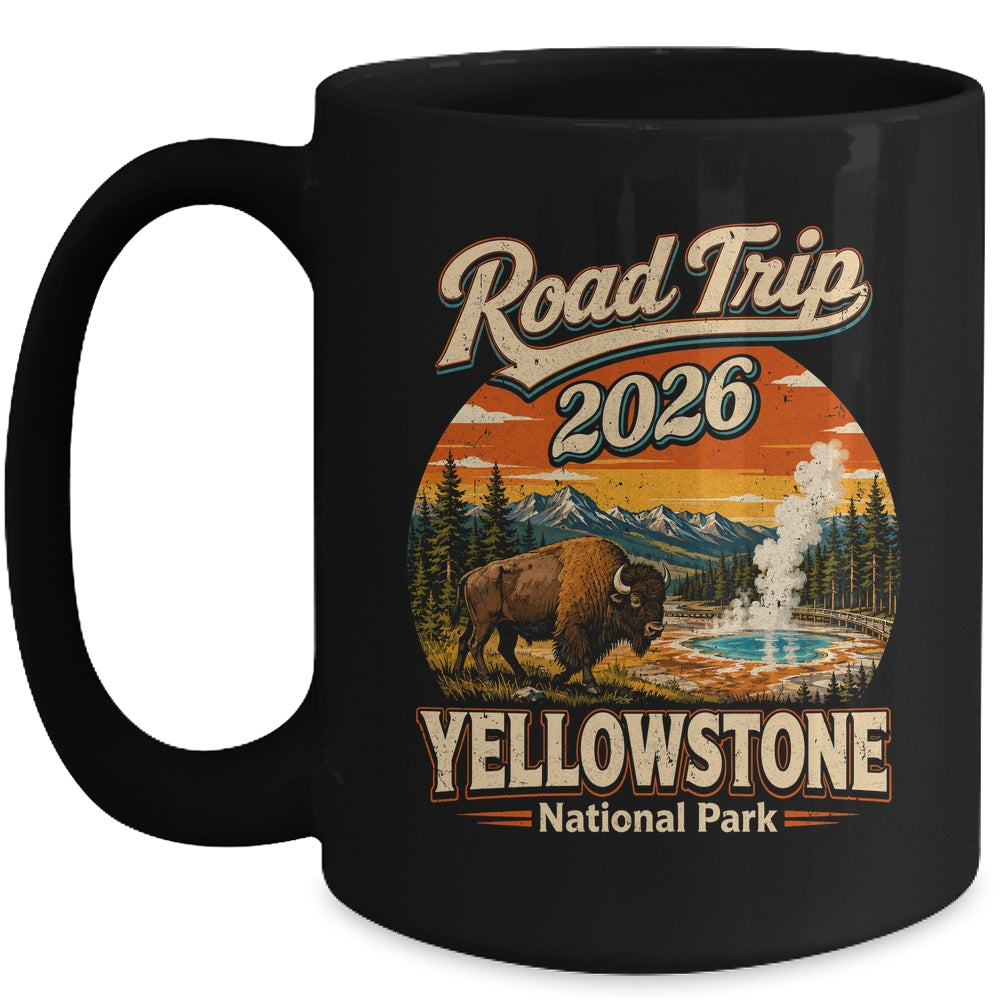 Vintage Road Trip 2026 Yellowstone National Park Wildlife Mug | teecentury