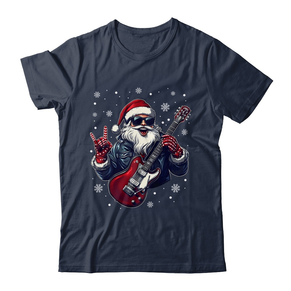 Vintage Rock & Roll Christmas Santa Claus Men Rock Guitar Shirt & Sweatshirt | teecentury