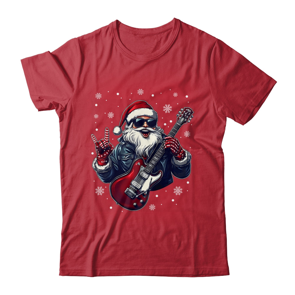 Vintage Rock & Roll Christmas Santa Claus Men Rock Guitar Shirt & Sweatshirt | teecentury