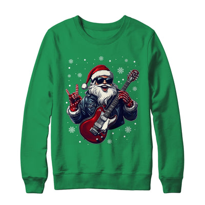 Vintage Rock & Roll Christmas Santa Claus Men Rock Guitar Shirt & Sweatshirt | teecentury