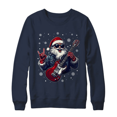 Vintage Rock & Roll Christmas Santa Claus Men Rock Guitar Shirt & Sweatshirt | teecentury