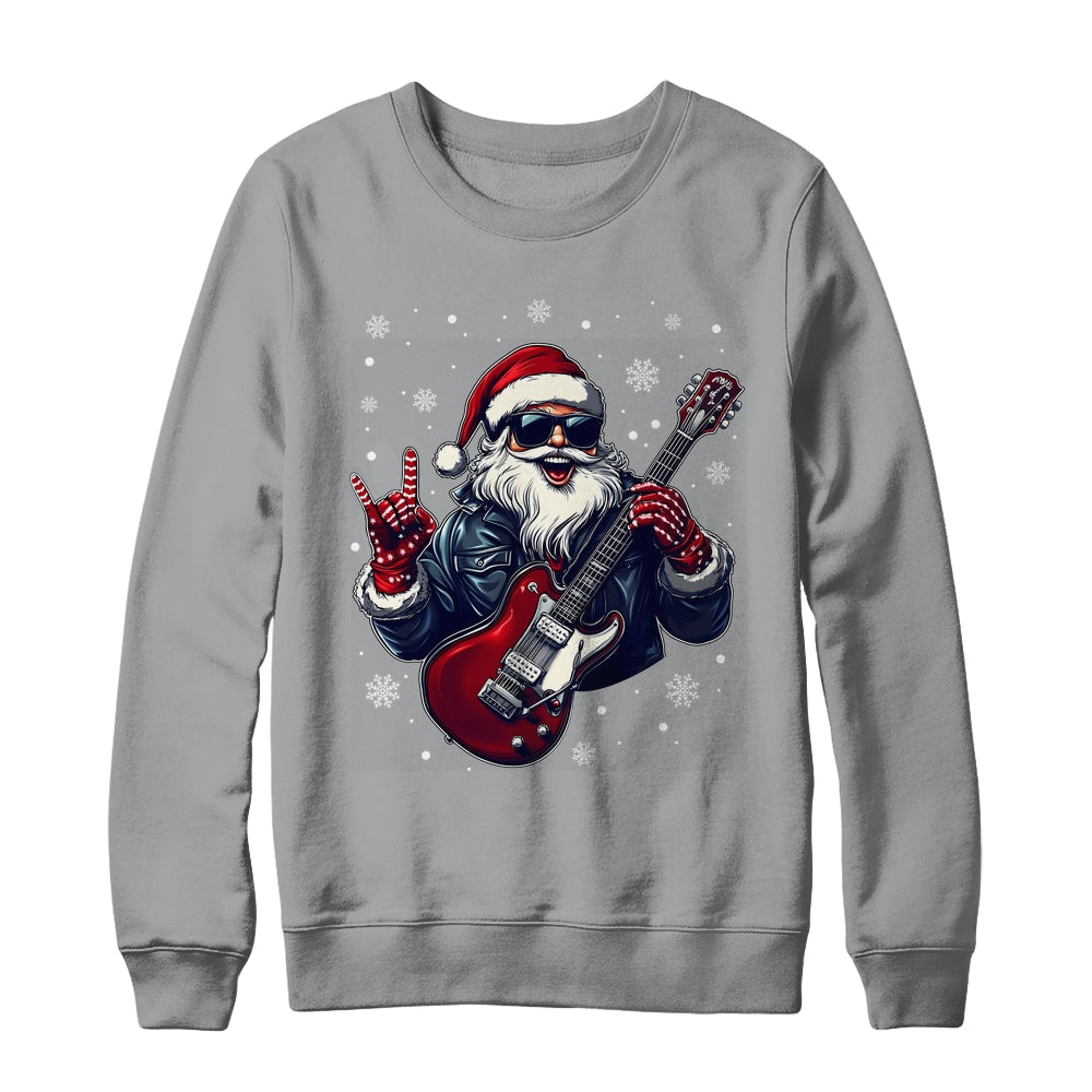 Vintage Rock & Roll Christmas Santa Claus Men Rock Guitar Shirt & Sweatshirt | teecentury