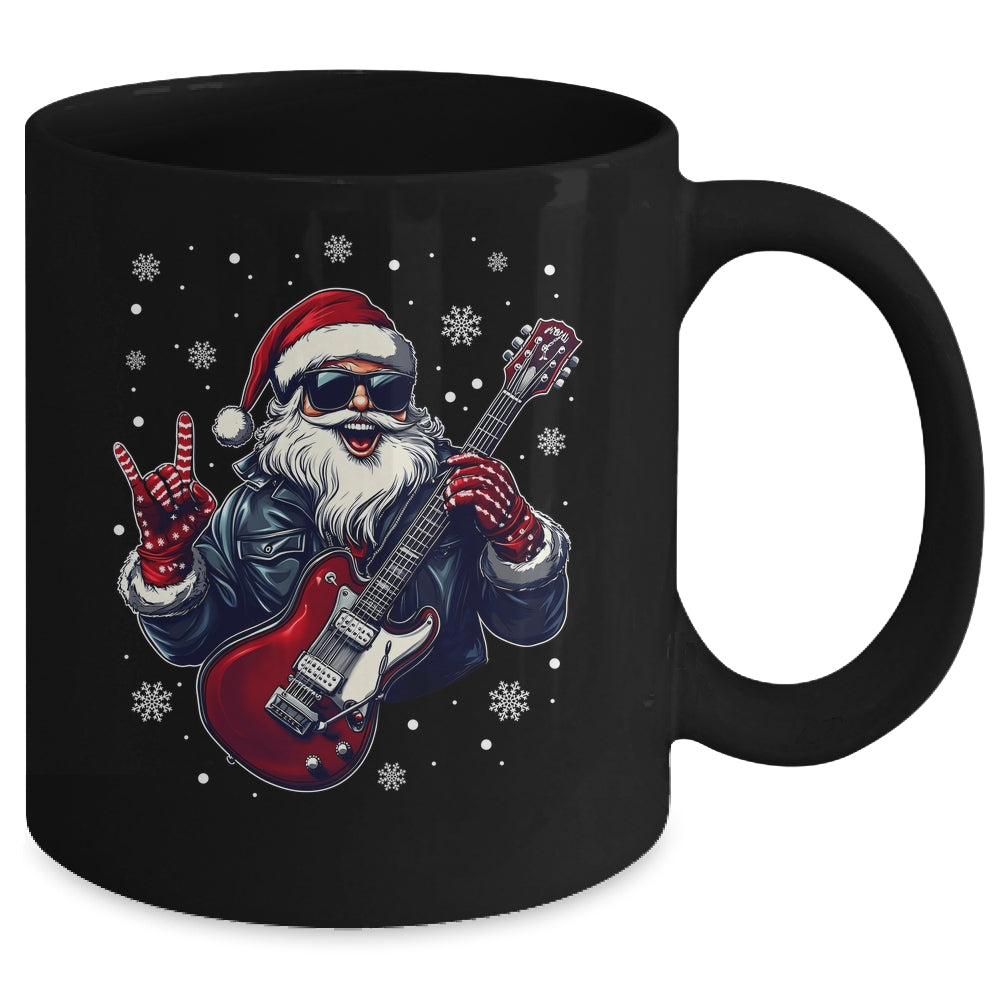 Vintage Rock & Roll Christmas Santa Claus Men Rock Guitar Mug | teecentury