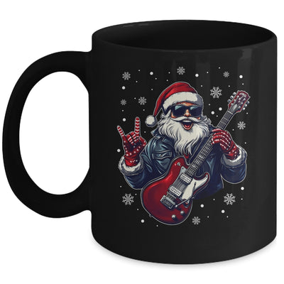 Vintage Rock & Roll Christmas Santa Claus Men Rock Guitar Mug | teecentury