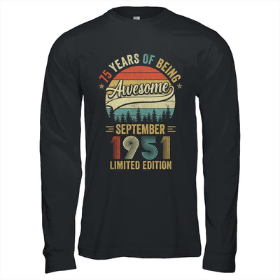Vintage September 1951 75 Years Old 75th Birthday Men Women Shirt & Hoodie | teecentury