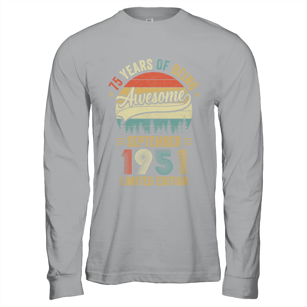 Vintage September 1951 75 Years Old 75th Birthday Men Women Shirt & Hoodie | teecentury