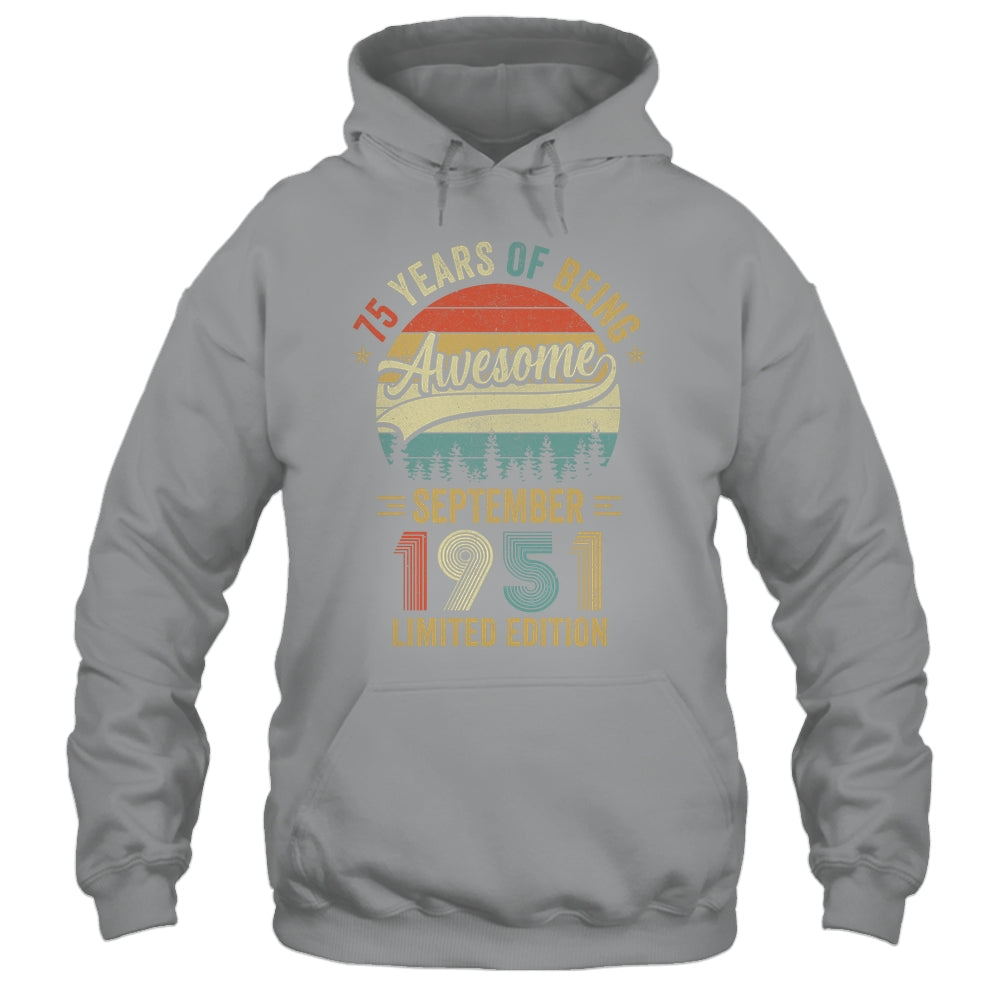 Vintage September 1951 75 Years Old 75th Birthday Men Women Shirt & Hoodie | teecentury