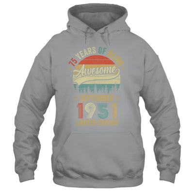 Vintage September 1951 75 Years Old 75th Birthday Men Women Shirt & Hoodie | teecentury