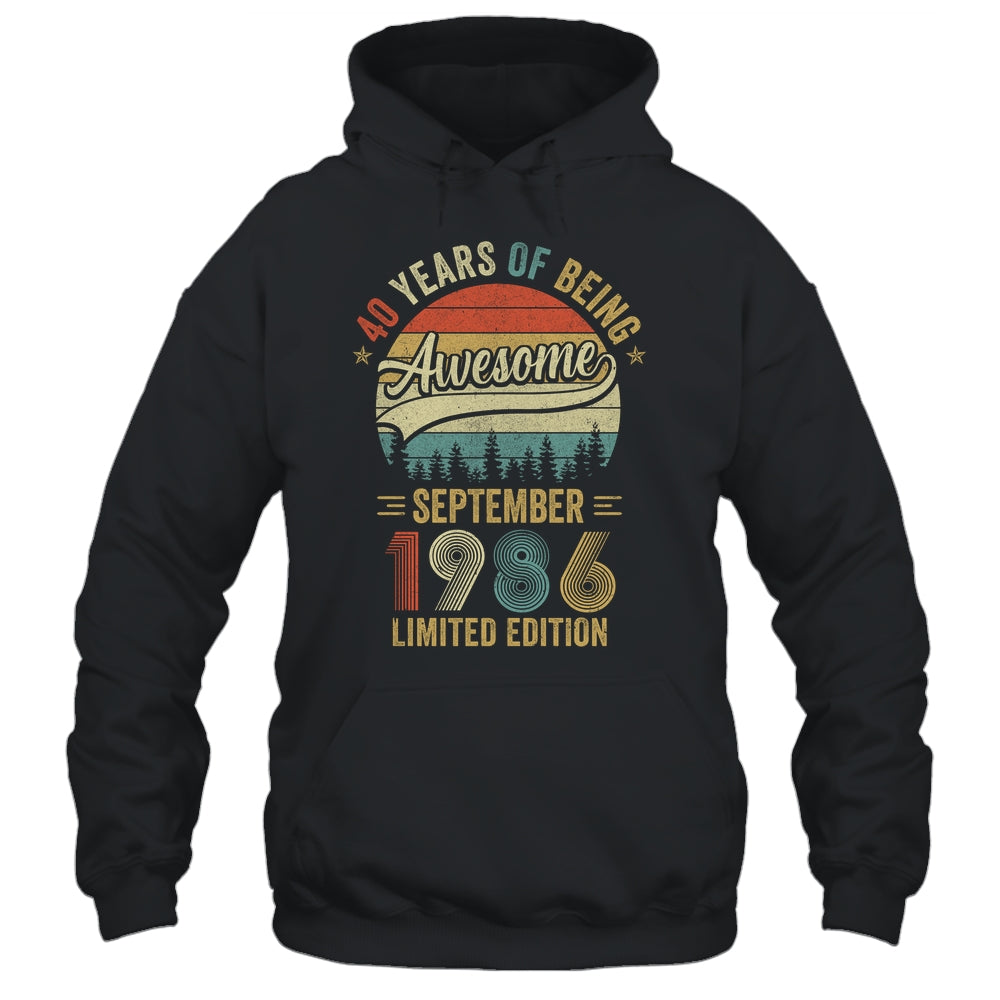 Vintage September 1986 40 Years Old 40th Birthday Men Women Shirt & Hoodie | teecentury