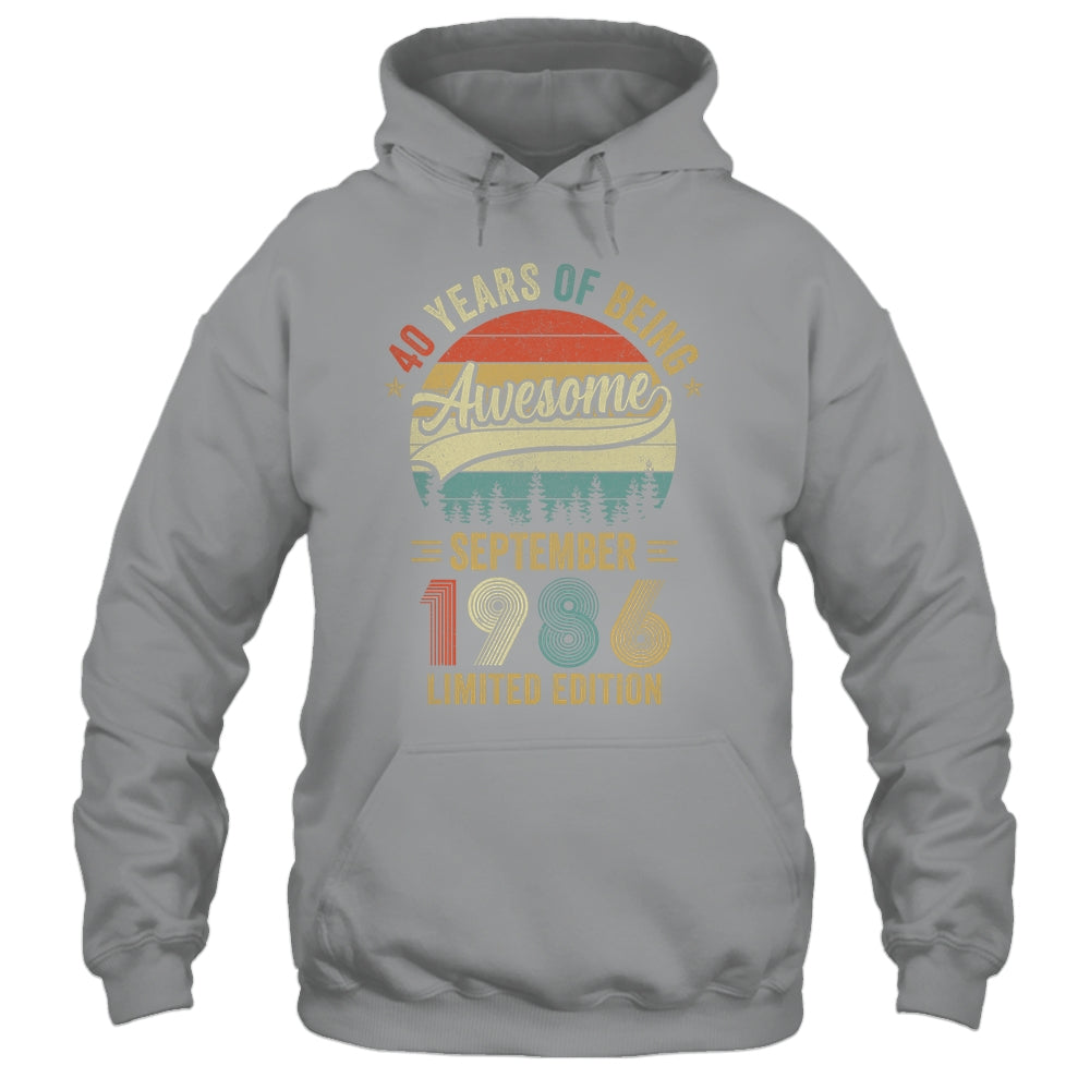 Vintage September 1986 40 Years Old 40th Birthday Men Women Shirt & Hoodie | teecentury
