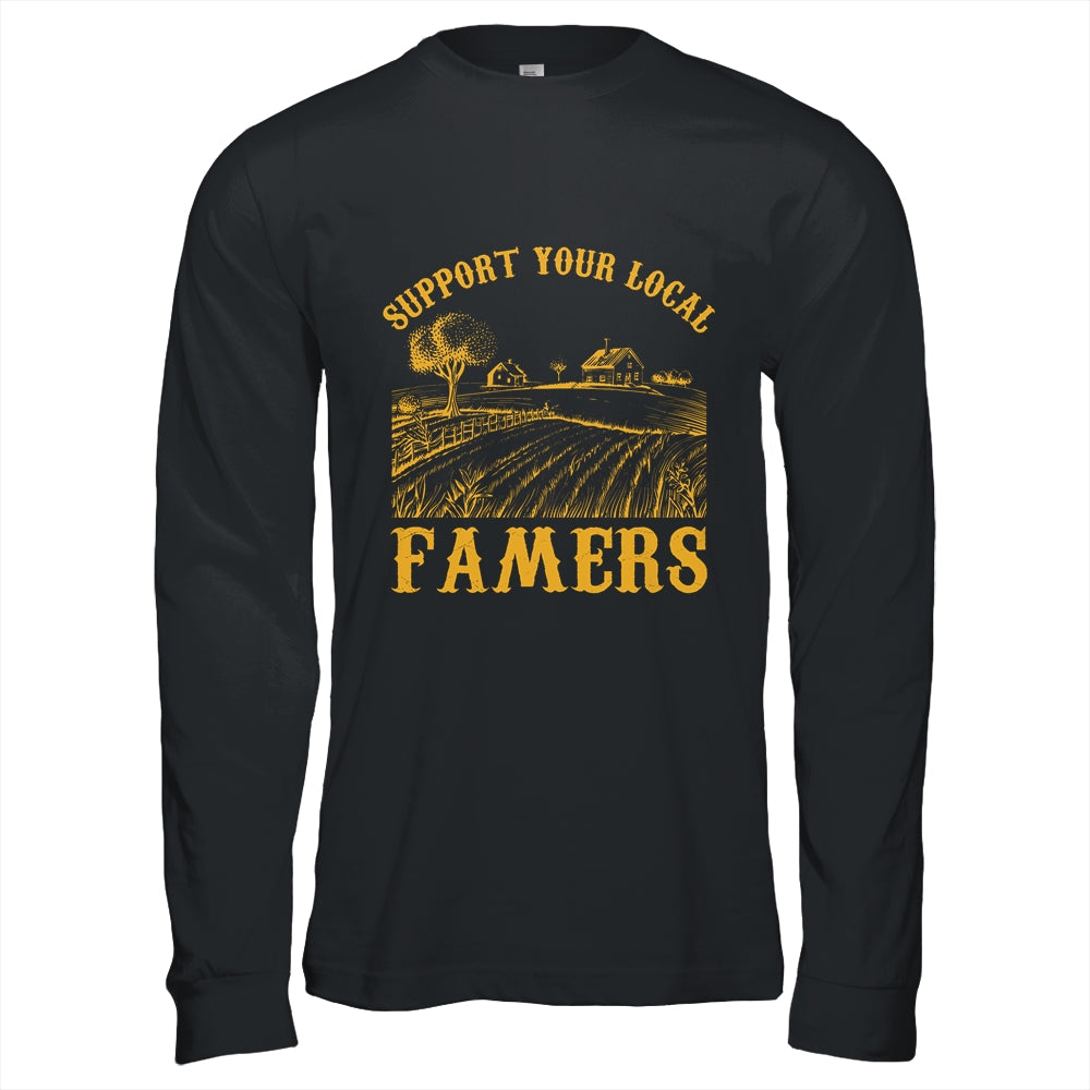 Vintage Support Your Local Farmers Farming Farm Farmer Shirt & Hoodie | teecentury