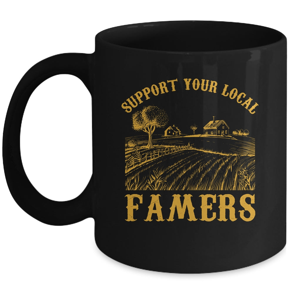Vintage Support Your Local Farmers Farming Farm Farmer Mug | teecentury
