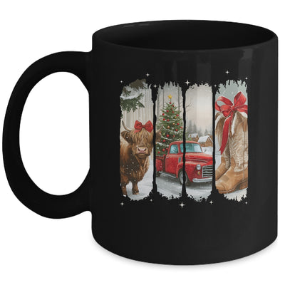 Vintage Town Christmas Cowgirl Highland Cow Girl Christmas Mug | teecentury