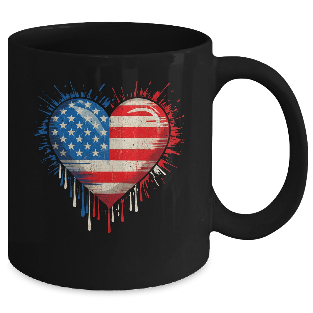 Vintage USA Heart 4th Of July Patriotic American Flag Mug | teecentury
