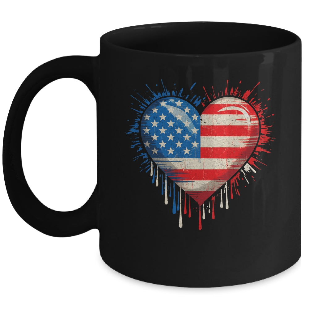 Vintage USA Heart 4th Of July Patriotic American Flag Mug | teecentury