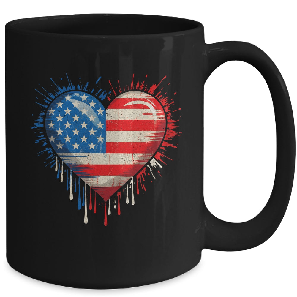 Vintage USA Heart 4th Of July Patriotic American Flag Mug | teecentury