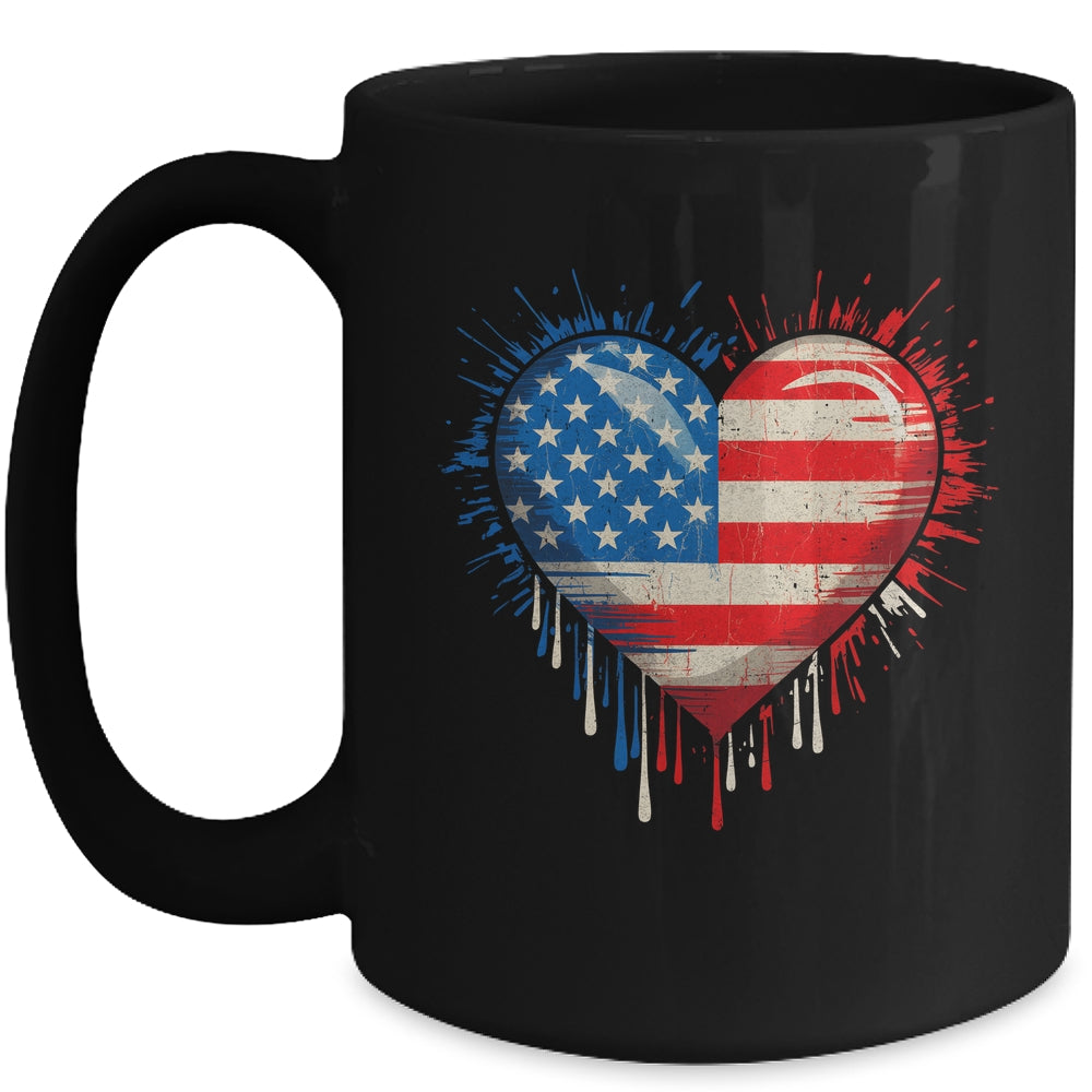 Vintage USA Heart 4th Of July Patriotic American Flag Mug | teecentury