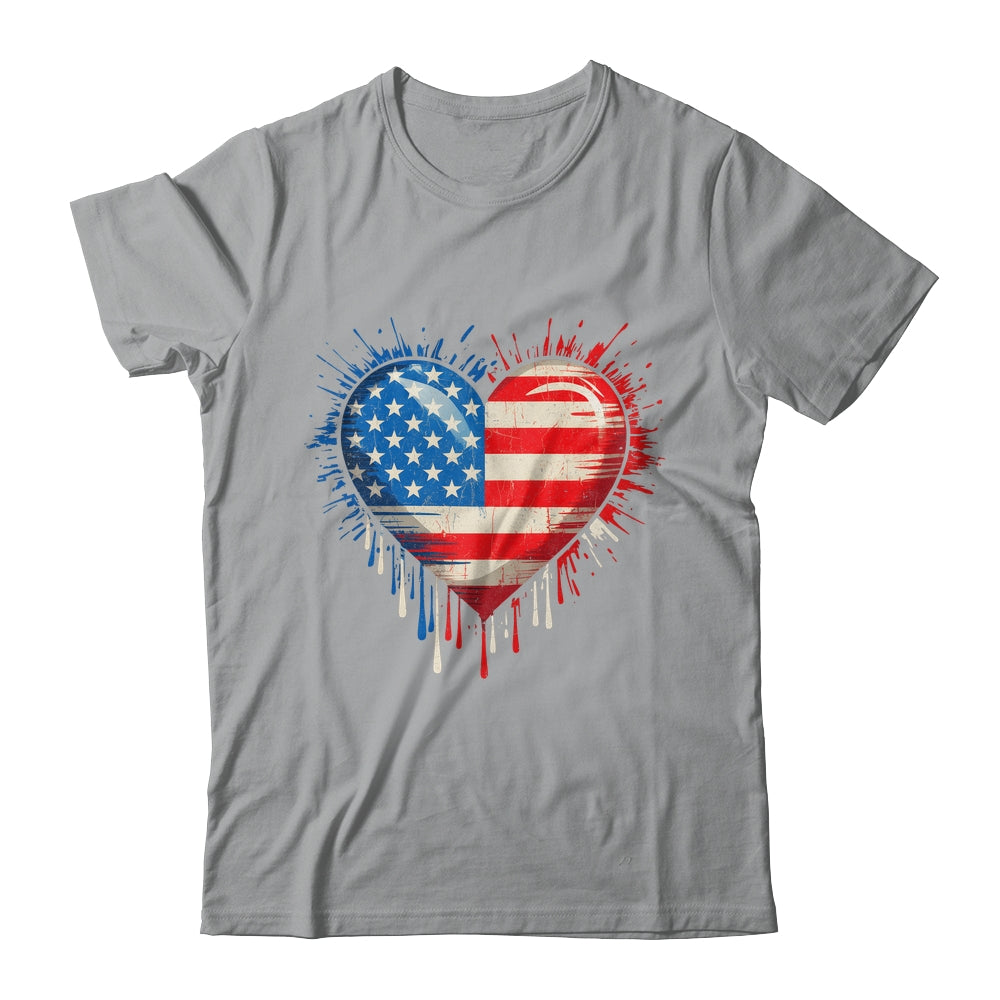 Vintage USA Heart 4th Of July Patriotic American Flag Shirt & Tank Top | teecentury