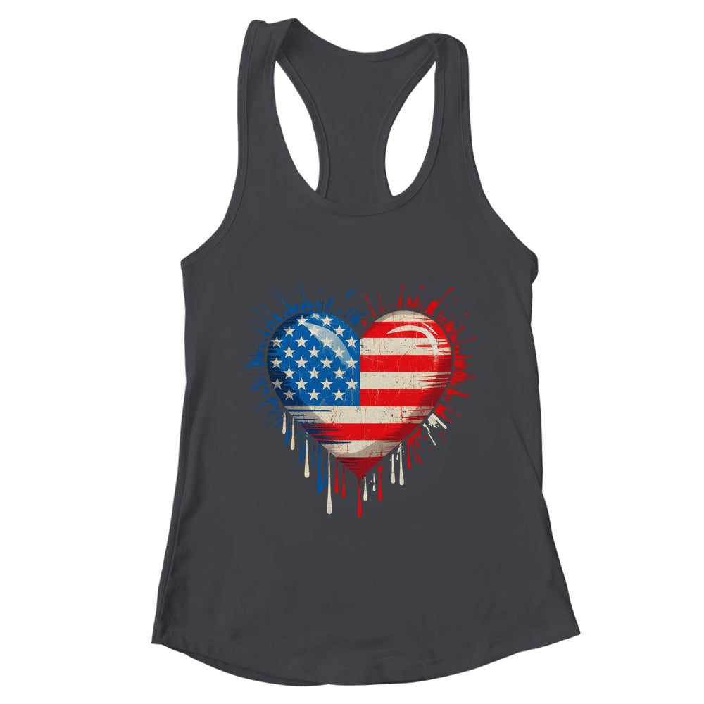 Vintage USA Heart 4th Of July Patriotic American Flag Shirt & Tank Top | teecentury