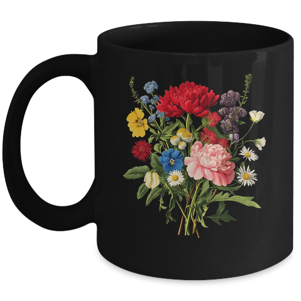 Vintage Wild Botanical Flower Cottagecore Gardening Bouquet Mug | teecentury